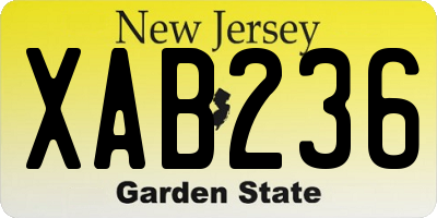 NJ license plate XAB236