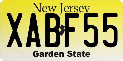 NJ license plate XABF55
