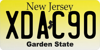 NJ license plate XDAC90