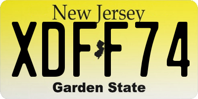 NJ license plate XDFF74