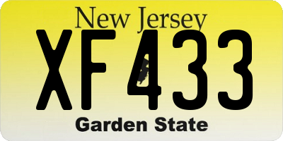 NJ license plate XF433