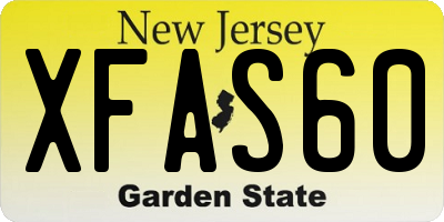 NJ license plate XFAS60