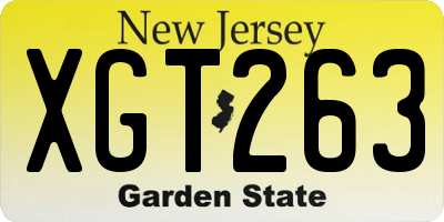 NJ license plate XGT263