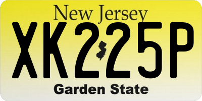 NJ license plate XK225P