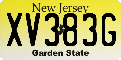 NJ license plate XV383G