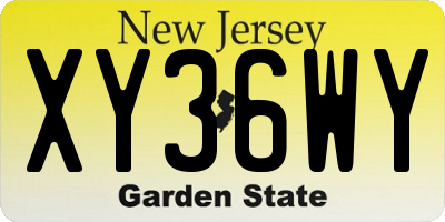 NJ license plate XY36WY