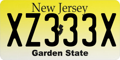 NJ license plate XZ333X