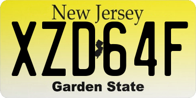 NJ license plate XZD64F