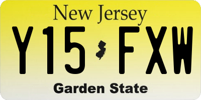 NJ license plate Y15FXW