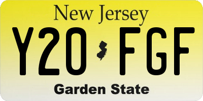 NJ license plate Y20FGF