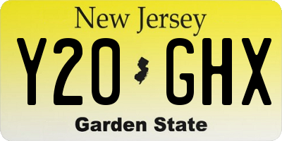 NJ license plate Y20GHX