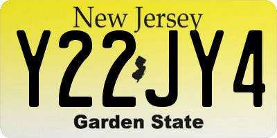 NJ license plate Y22JY4