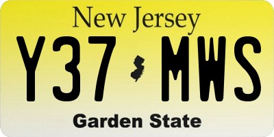 NJ license plate Y37MWS