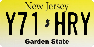 NJ license plate Y71HRY