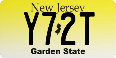 NJ license plate Y72T