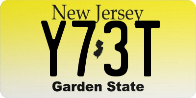 NJ license plate Y73T