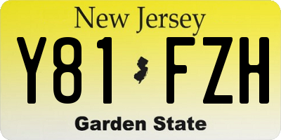 NJ license plate Y81FZH