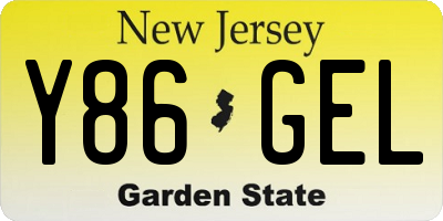 NJ license plate Y86GEL