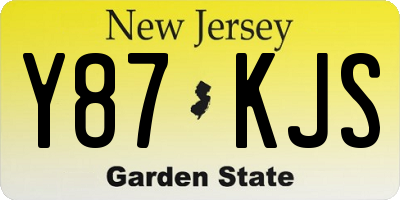 NJ license plate Y87KJS