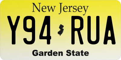 NJ license plate Y94RUA