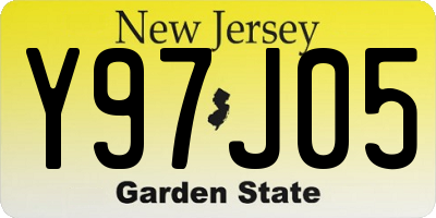 NJ license plate Y97J05