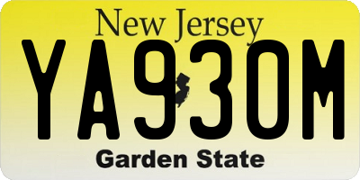 NJ license plate YA930M