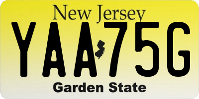 NJ license plate YAA75G