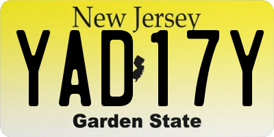 NJ license plate YAD17Y