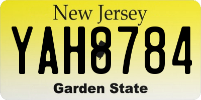 NJ license plate YAH8784