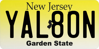 NJ license plate YAL80N