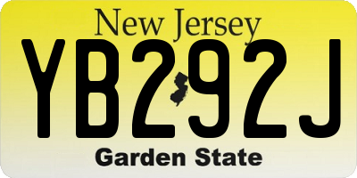 NJ license plate YB292J