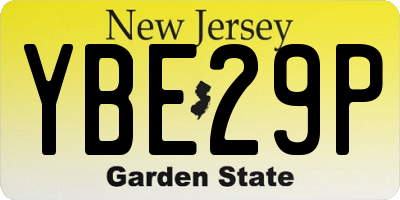 NJ license plate YBE29P