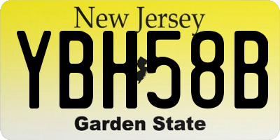 NJ license plate YBH58B