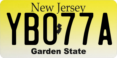 NJ license plate YBO77A