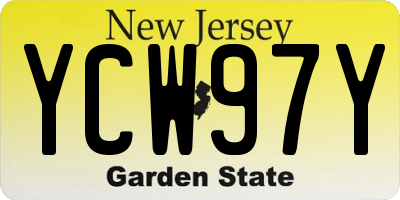 NJ license plate YCW97Y