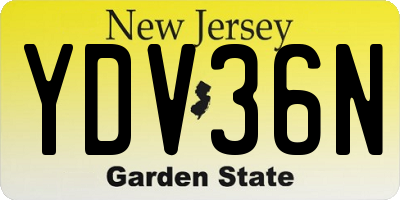 NJ license plate YDV36N