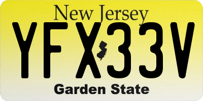 NJ license plate YFX33V