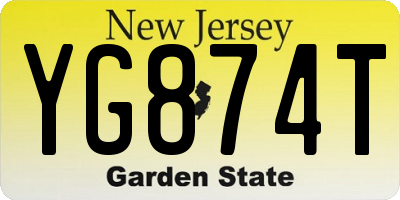 NJ license plate YG874T