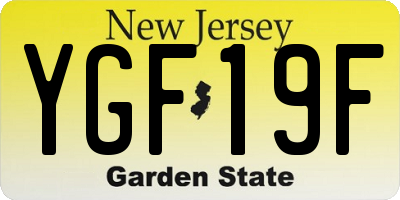 NJ license plate YGF19F