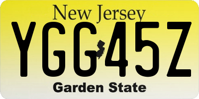 NJ license plate YGG45Z