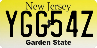 NJ license plate YGG54Z