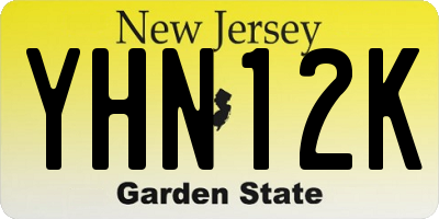 NJ license plate YHN12K