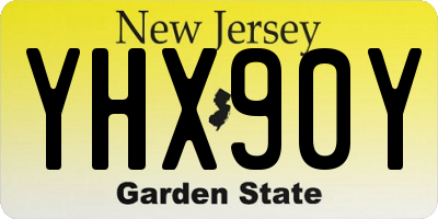 NJ license plate YHX90Y