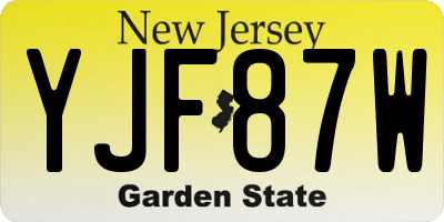 NJ license plate YJF87W