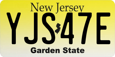 NJ license plate YJS47E