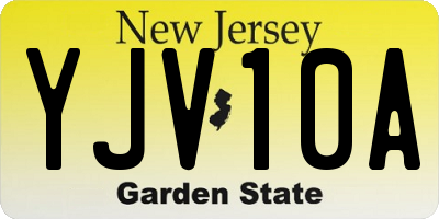 NJ license plate YJV10A