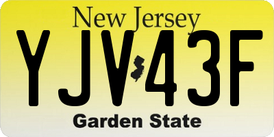 NJ license plate YJV43F