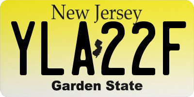 NJ license plate YLA22F