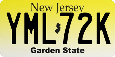 NJ license plate YML72K