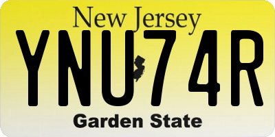 NJ license plate YNU74R